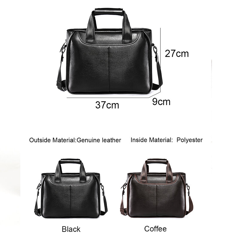 本革のブリーフケース,カジュアルな黒のハンドバッグ,男性用の高品質のラップトップバッグ