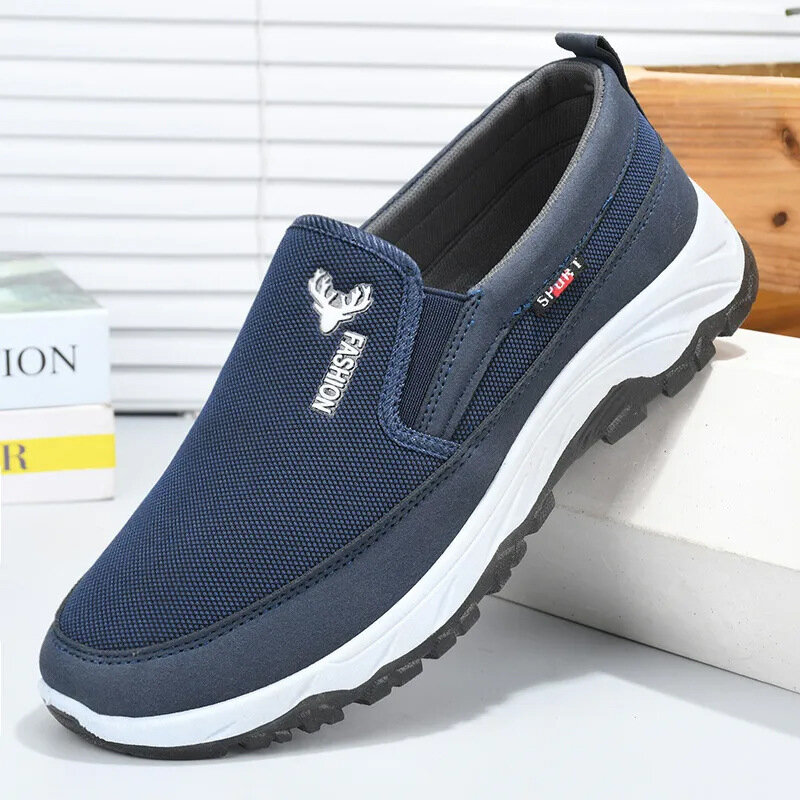 Men's Canvas Shoes with Soft Soles Casual Breathable Comfortable Sliding Sleeves Men's Cloth Shoes Men's Oxford Sneakers