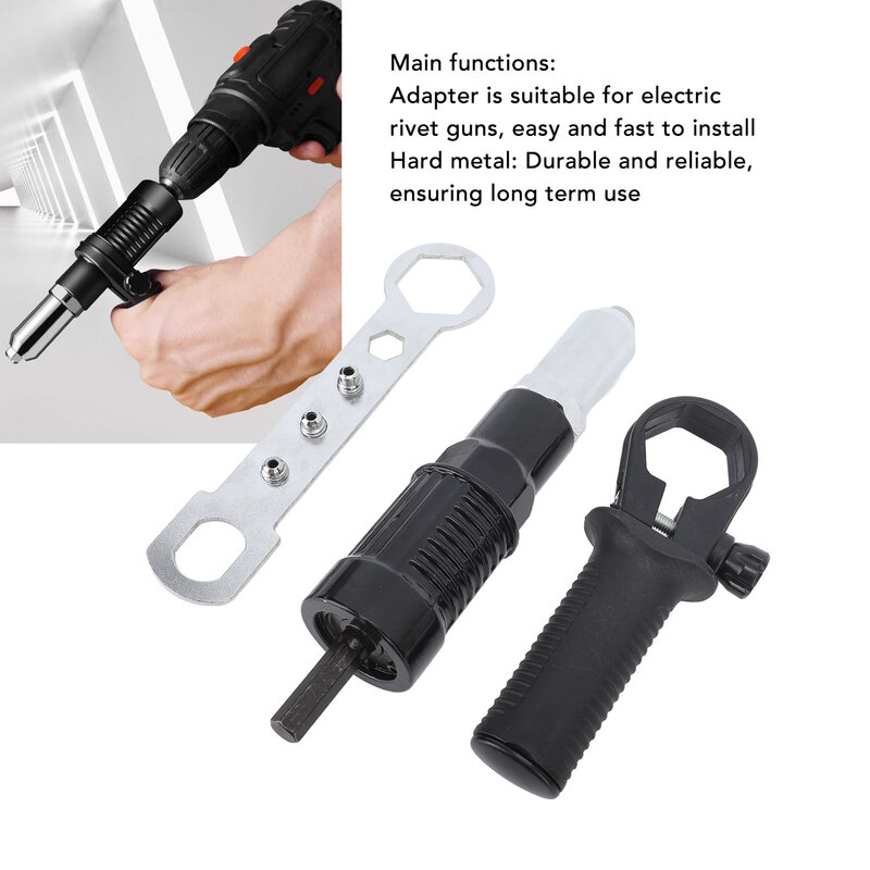Elektrische Klinknagelpistool Adapter Kit Hard Metaal Hoge Nauwkeurigheid Strakke Pasvorm Klinknagelmoer Adapter Vervanging