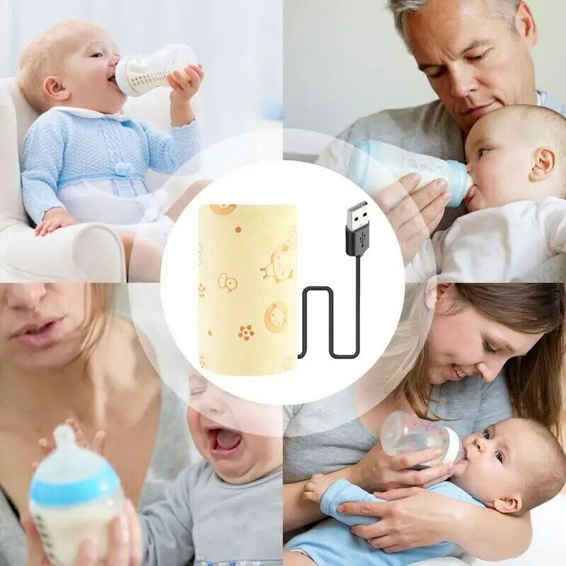 Botol penghangat lengan USB isolasi penutup botol panas penutup lengan pemanasan cepat botol menyusui perjalanan penjaga panas susu bayi