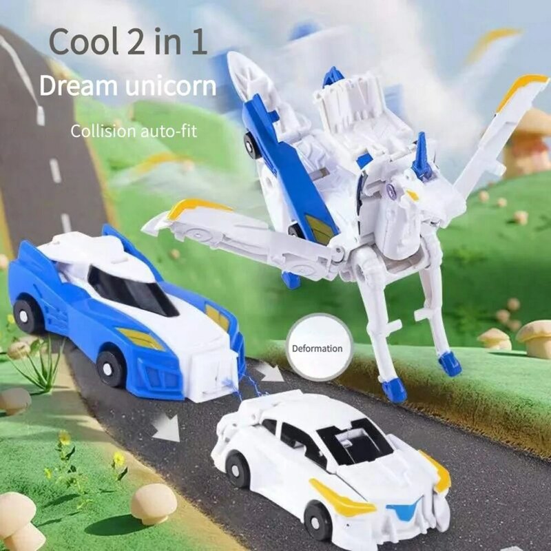 Hello Carbot-figuras de acción de transformación para niños, modelos de Robots 2 en 1, modelo de coche deformado de un paso, serie Unicorn