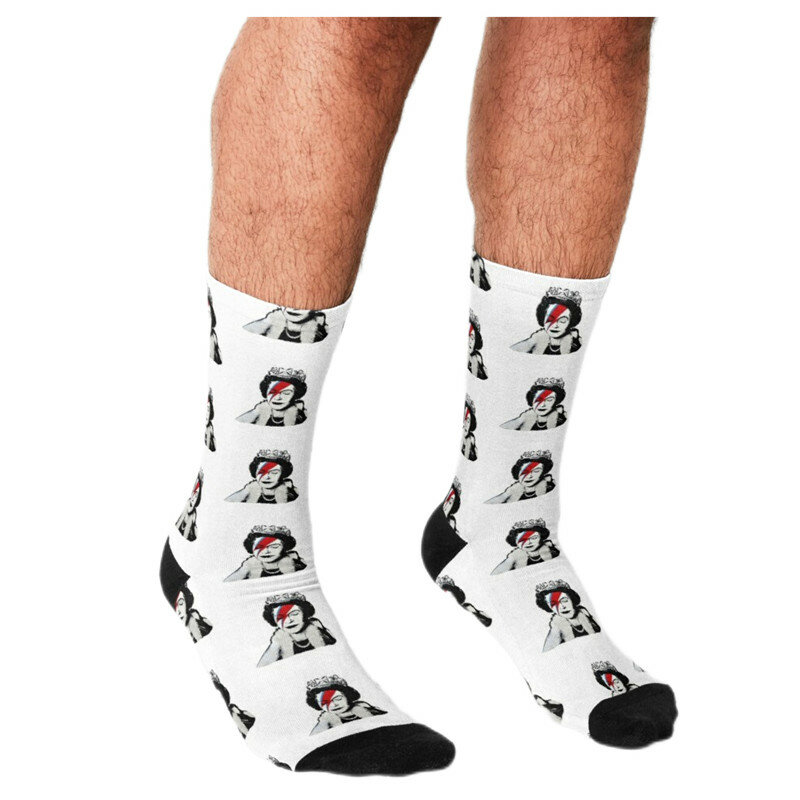 Носки мужские с надписью «I love my Queen», смешные носки в английском стиле, счастливые в стиле Харадзюку, в стиле хип-хоп, повседневные короткие