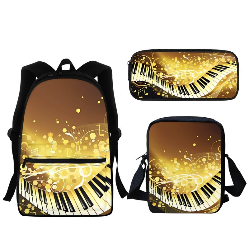 子供のための豪華なピアノのデザインのバックパック,学生のためのバッグ,ブックバッグ,ジッパー,音楽,学校,鉛筆バッグ