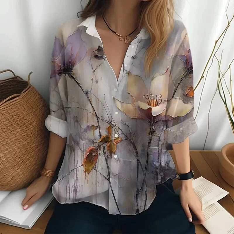 Elegant women's shirts and blouses vintage casual long sleeve shirts high quality women's clothing temperament tops shirts