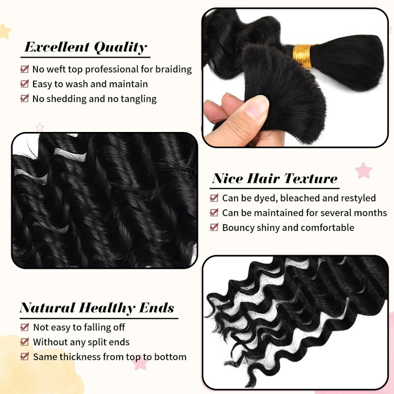 2 искусственных человеческих плетеных волоса для косичек в стиле бохо, 14 дюймов, 100 г, 10 А, бразильские натуральные, крупные человеческие волосы для плетения