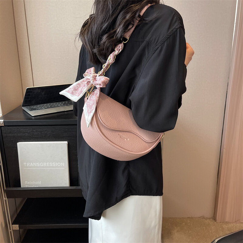 LEFTSIDE Ribbons Design Small Crossbody Bags for Women 2024 Korean Fashion PU Leather Shoulder Bag Lady Underarm Bags Handbags