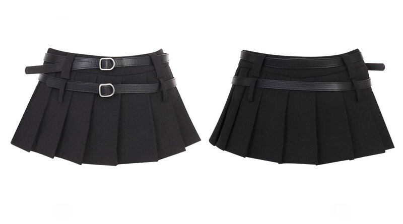 Spódnica Y2k koreański styl Harajuku Kawaii Mini spódniczka gorąca dziewczyna styl obozowy plisowana spódnica czarna pasownica z wysokim stanem