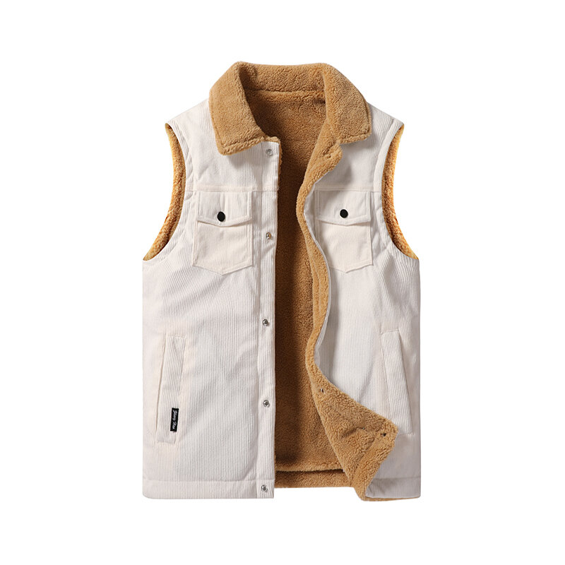 2024 Autumn And Winter New Padded And Thickened Retro Style Casual Slim High-Quality Versatile Corduroy Men'S Sleeveless