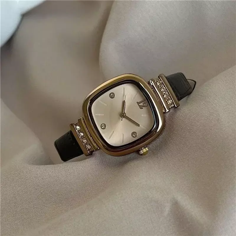 Jam tangan wanita, jam tangan Retro Vintage mode persegi berlian kulit Jam Quartz merek mewah jam tangan wanita hadiah Relogio Feminino
