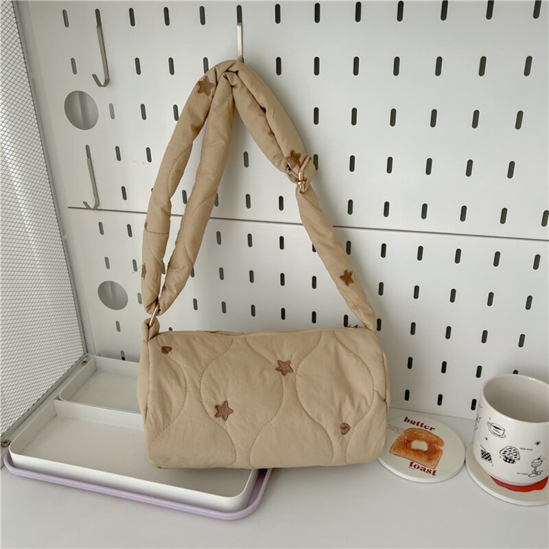 Dacron Children's Shoulder Bag New Solid Color Nylon Embroidery Storage Bag Messenger Bag