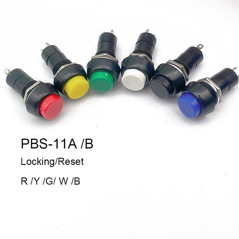 1 pçs PBS-11A PBS-11B push auto-bloqueio momentâneo interruptor de botão verde/vermelho cores interruptor elétrico para diy modelo que faz