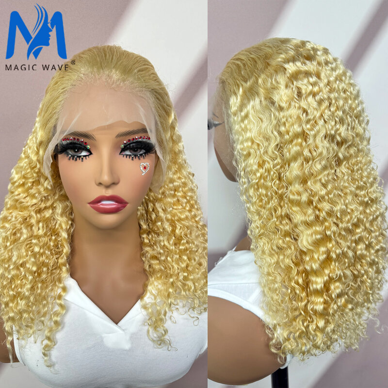 Water Wave Human Hair Wigs for Black Women 250% Density 613# Blonde Curly Wave Brazilian Remy Hair Wig 13x4 Lace Frontal Wig