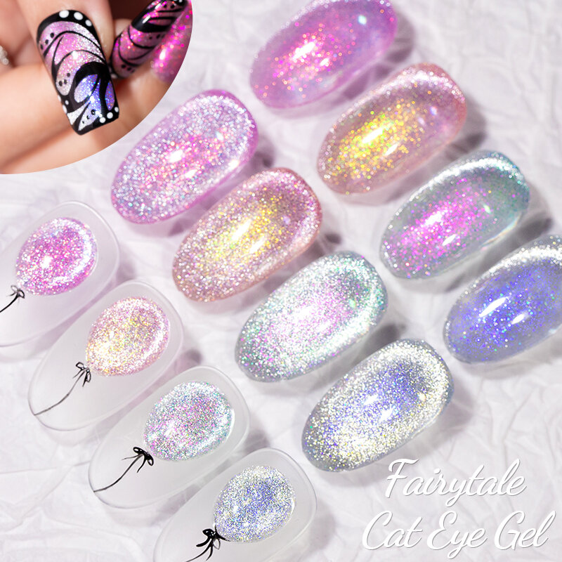 BOZLIN-Cristal Fairytale Cat Eye Gel Magnético, Espumante Glitter Esmalte, Efeito de Cor Diferente, Semi Permanente UV Nail Art