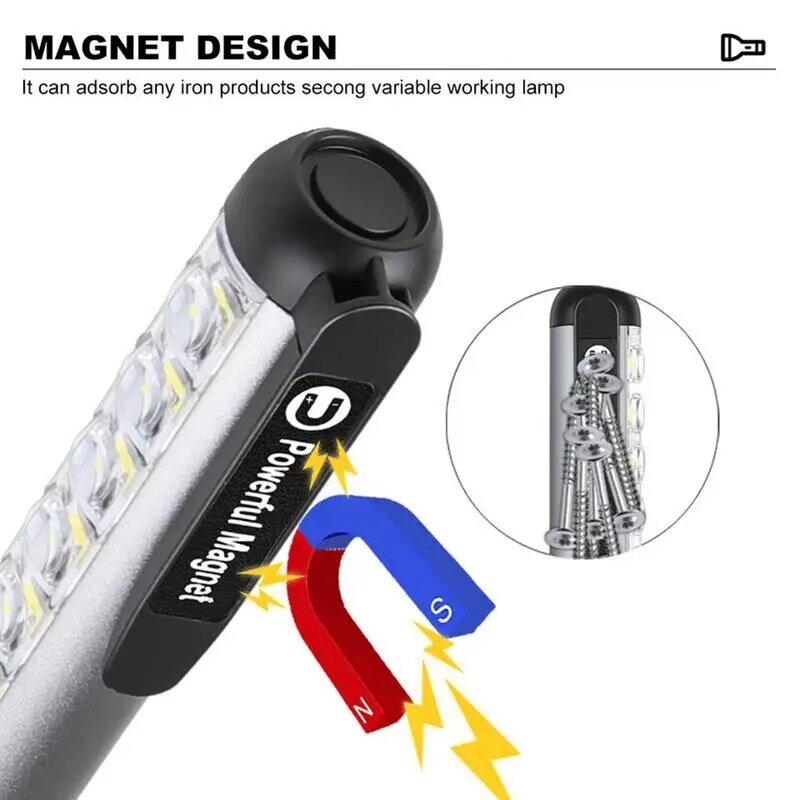 LED Flashlight Magnetic IP65 Waterproof Pocket Pen Working Light For Reading Multi-Function Working Light For Reading Camping