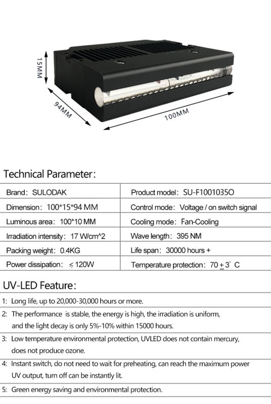 ファン-冷却uv LED樹脂ランプ、ラインの走行距離、変数データインクジェットプリンター用の事前セラミックランプ、10000