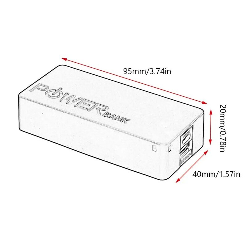 Caixa de armazenamento de bateria externa portátil, DIY Power Bank Case, Shell para telefones celulares, 5600mAh, 5V USB, 2x18650