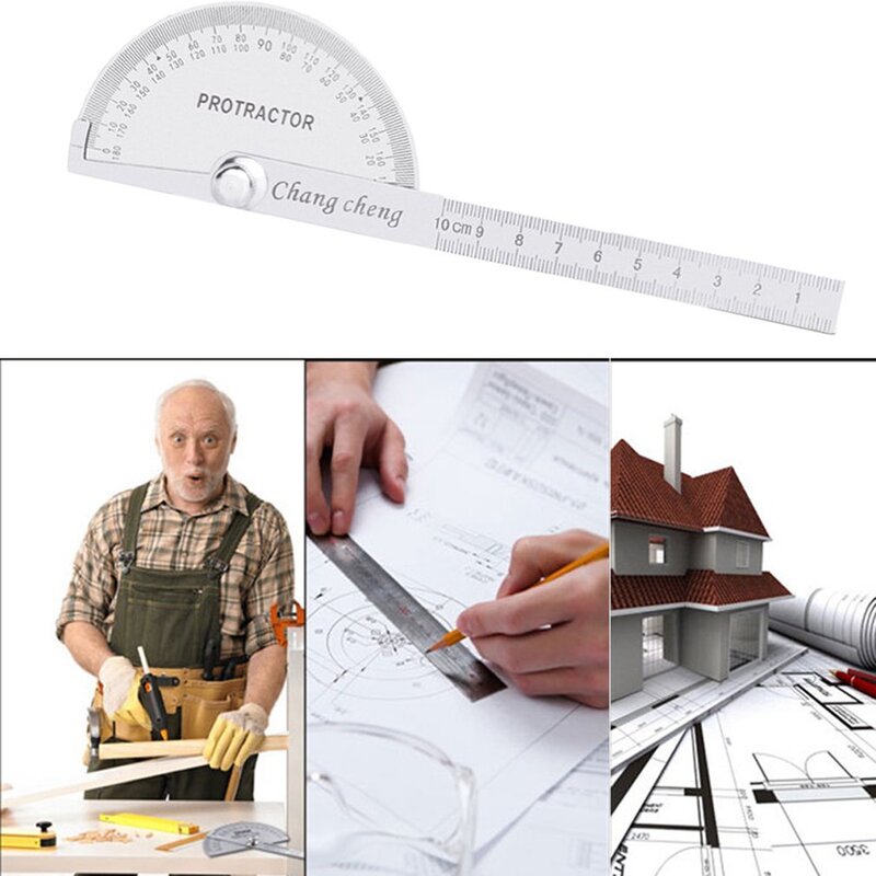 180 Degree Protractor Metal Angle Finder Goniometer Angle Ruler Stainless Steel Woodworking Tools Rotary Measuring Ruler 0-100mm
