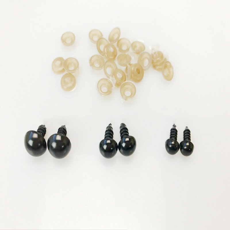 Yeux de sécurité Amigurumi en plastique noir, 50 pièces, 5/6/7/8/9/10/12/14/16/18/20/22/24mm, accessoires de poupée en peluche pour jouets DIY