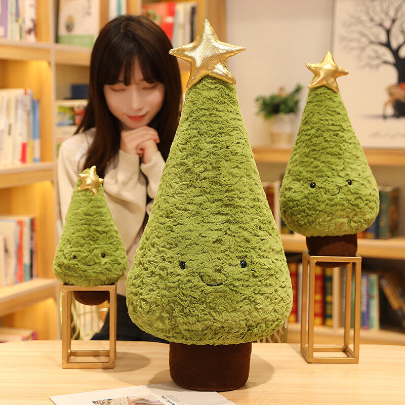 1 buah 29-65cm simulasi pohon Natal mainan mewah lucu bantal hijau boneka berharap pohon boneka untuk gaun Natal