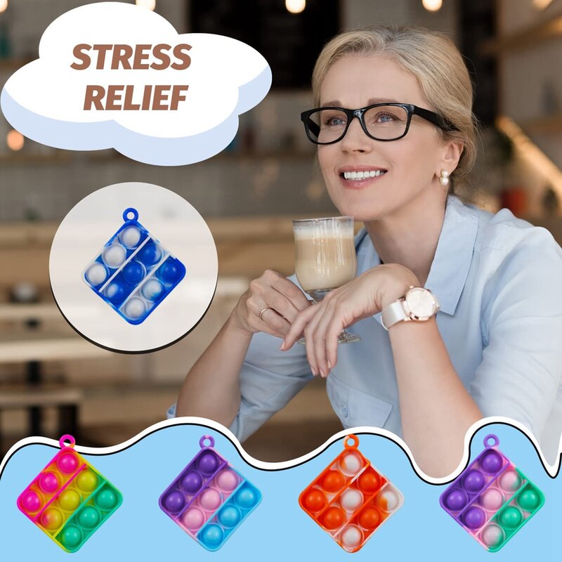 12/24/48Pcs Mini Pop Push Fidget Toys Set portachiavi Fidget Toy Anti-ansia Stress Relief Hand Toy Pack per bambini adulti regali