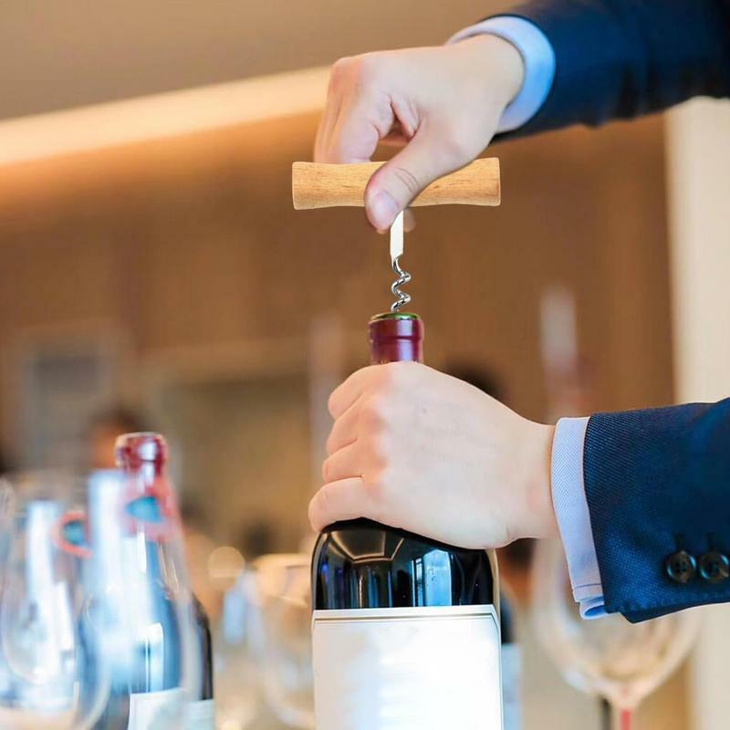 Klasik Corkscrew t-gaya klasik pembuka botol anggur pembuka anggur baja tahan karat profesional portabel mudah skrup dan tarik sumbat baru