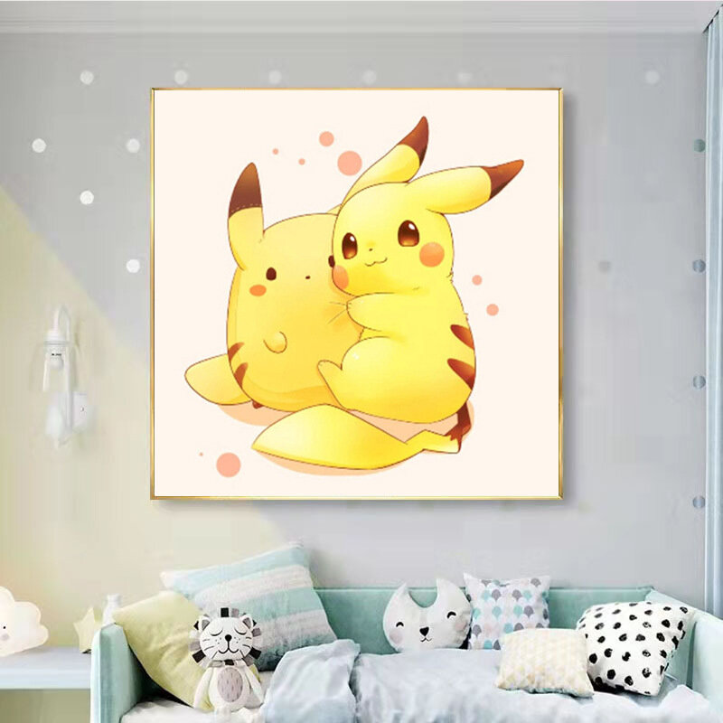 5D lukisan berlian kartun Pikachu multi-ukuran bor penuh menempel dekorasi ruangan bordir lukisan bahan kerajinan tangan DIY