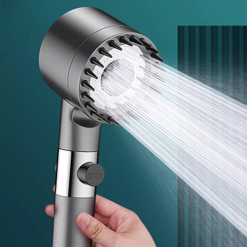 4 Modes Shower Head High Pressure Showerhead One-Key Stop Water Massage Shower Head With Filter Element Bathroom Accessories