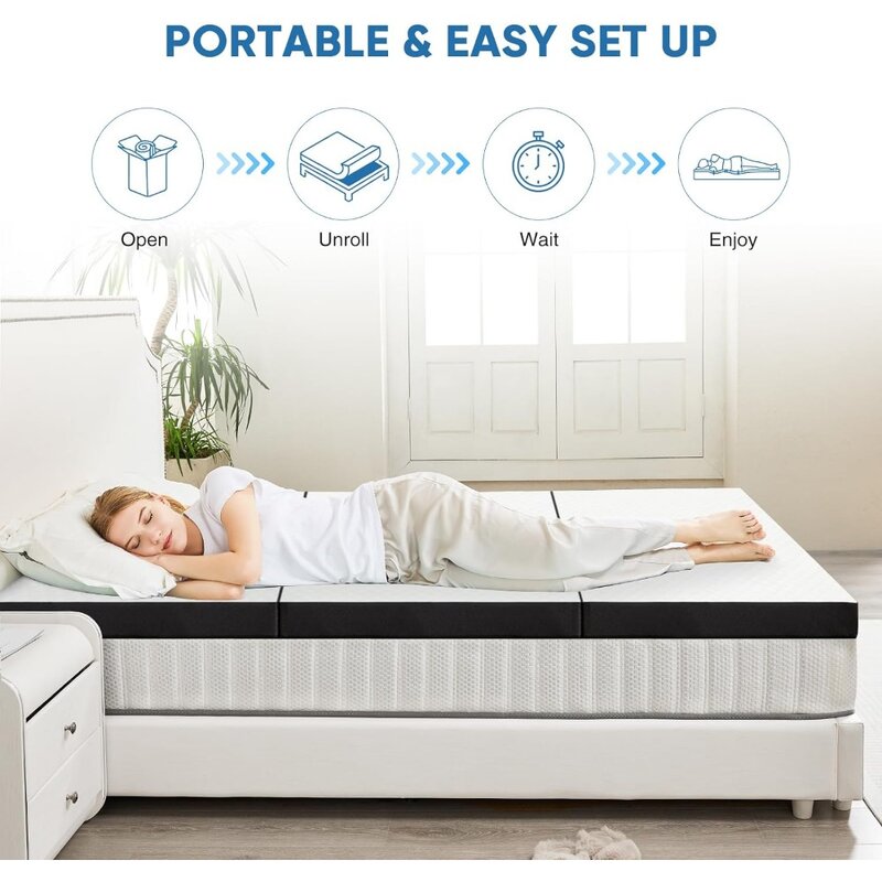 Tri-Fold Traagschuim Matras-4 Inch Twin Size Draagbare Vloer Bed, Opvouwbare Mat Voor Kinderen En Volwassenen, Inklapbaar En Wa