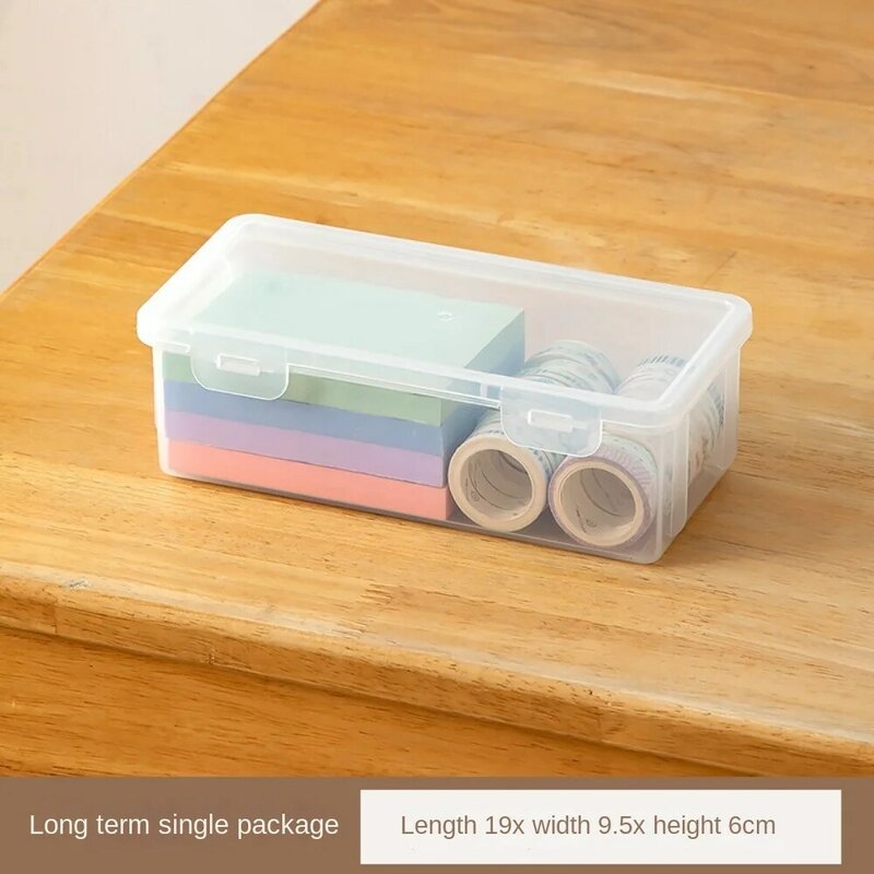 Transparent Stationery Storage Box Plastic Large Capacity Storage Case Free Combination with Cover Clutter Sorting Box