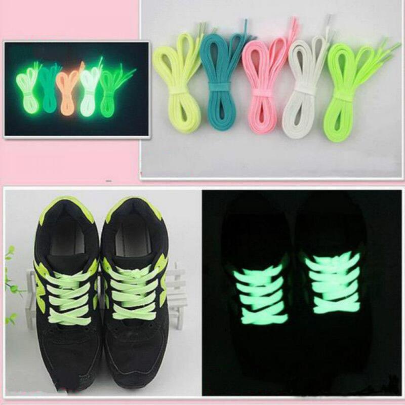 Paire de Lacets de Chaussures Lumineux en Toile, Brille dans la Nuit Noire, Cordes Fluorescentes, pour dehors 202 létique