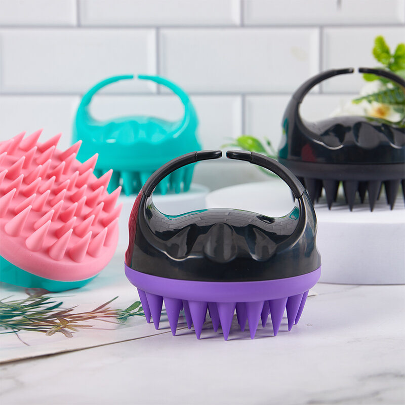 1pc tragbare Silikon Shampoo Bürste Handheld runde weiche Kopfhaut Massage bürste Bad Massage bürste Haar Dusch bürste Kamm Haarpflege