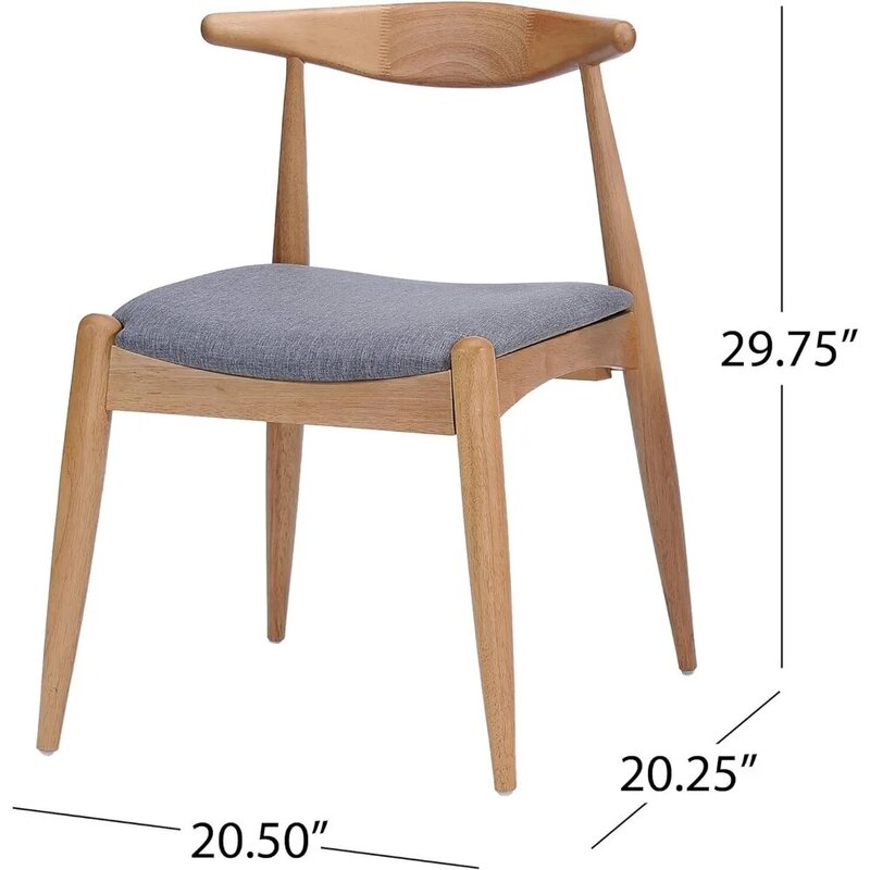 Тканевые обеденные стулья Francie с дубовой отделкой, комплект из 2 предметов, серый/дубовый