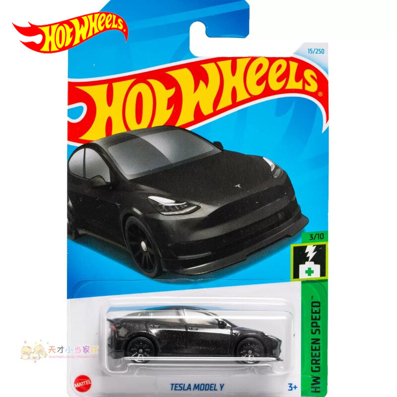 2024f Originele Hot Wheels Auto Tesla Model Y Speelgoed Voor Jongens 1/64 Diecast Metalen Voertuig Groene Snelheid Juguete Verzamelaar Verjaardagscadeau