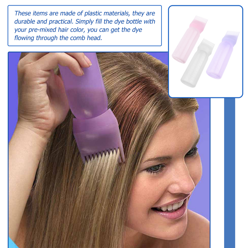 3 Pcs Squeeze Bottles Style applicatore tintura per capelli con pettine per parrucchieri