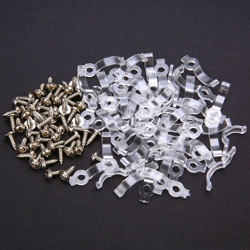 50Pcs Fixer Clip With Screw For Fix 5050 RGB Single Color LED Strip Light Mounting Brackets Clip