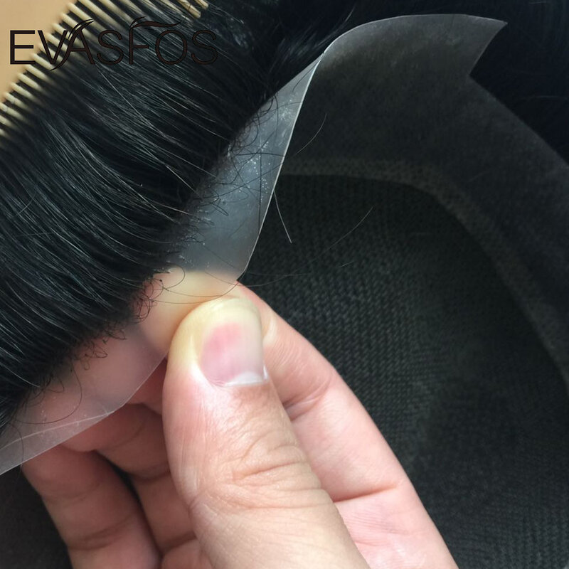 Traspirante Australia Toupee Men Swiss Lace e PU Base parrucca per uomo European Hair Replacement System Unit For Men Hair protesi