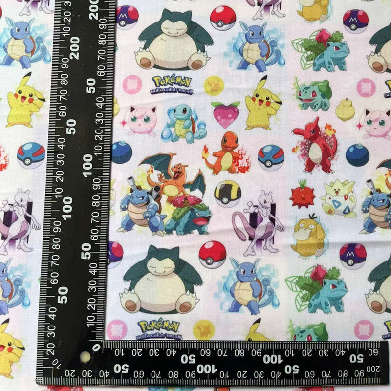 Tela de dibujos animados de Pokémon para niños, costura hecha a mano, Patchwork, acolchado, vestido de bebé, hoja impresa para el hogar, tela de costura, 140x50cm