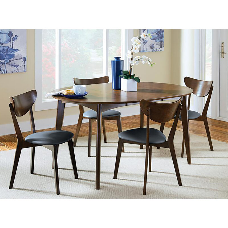 Set of 2 Elegant Dark Walnut and Black Open Back Side Chairs, Stylish Dining Room Furniture with a Contemporary Design and Sturd