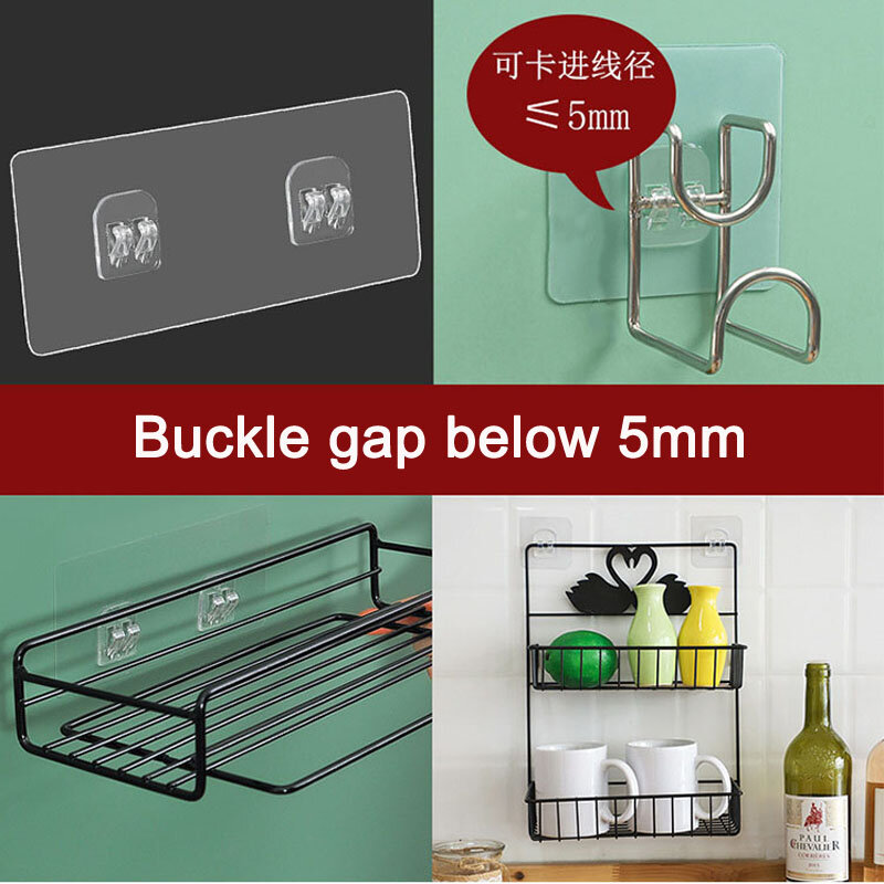 Waterproof Strong Adhesive Hook Shelf Sticker for Bathroom Kitchen Wall Shelf Rack Kitchen Sticking Wall Screw Hook Hanger