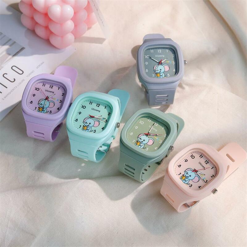 Kids Quartz Wristwatch Children's Elephant Pattern Square Dial Watch Waterproof Smartwatch with Camera Adjustable for Students