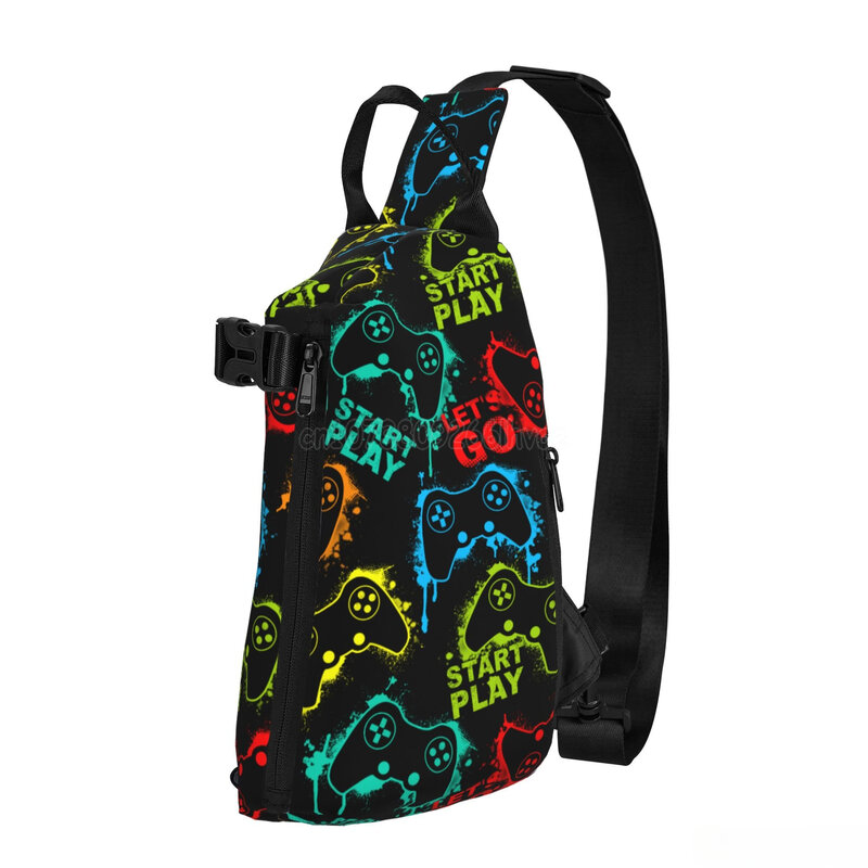Colorful Joystick Game Crossbody Sling Backpack Video Game Casual Sling Bag Travel Sport Running Hiking Chest Bag Daypack