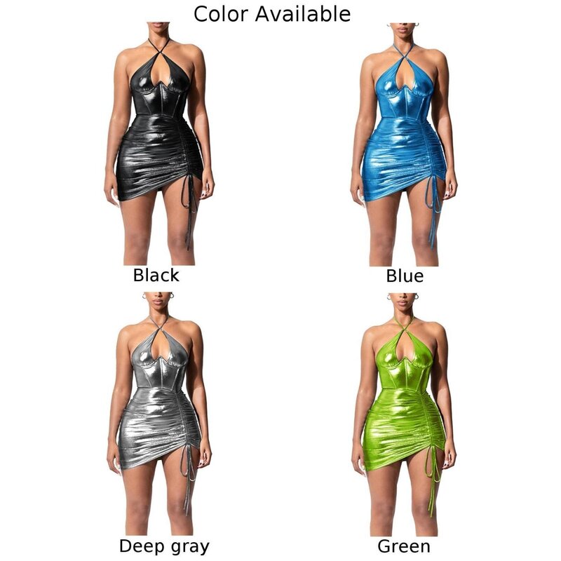 Daily Party Dress Skirt Backless Womens Fashionable Girl Halter Microelasticity Polyester Sleeveless Universal