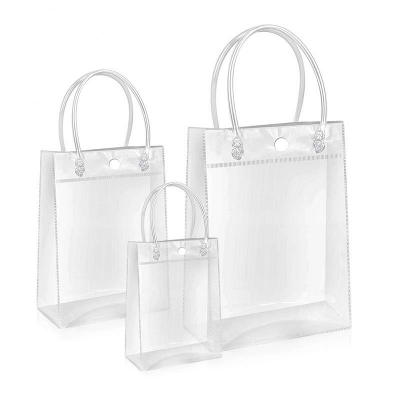 Women Clear Tote Bag PVC Transparent Handbag Shoulder Beach Travel Makeup Bags