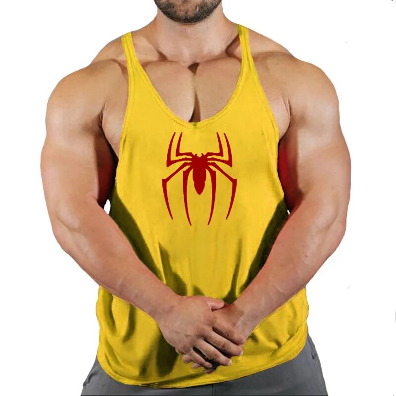 Gym Tank Top Men Fitness Clothing Red spider Bodybuilding Tank Tops Summer Gym Clothing for Male Sleeveless Vest Shirts
