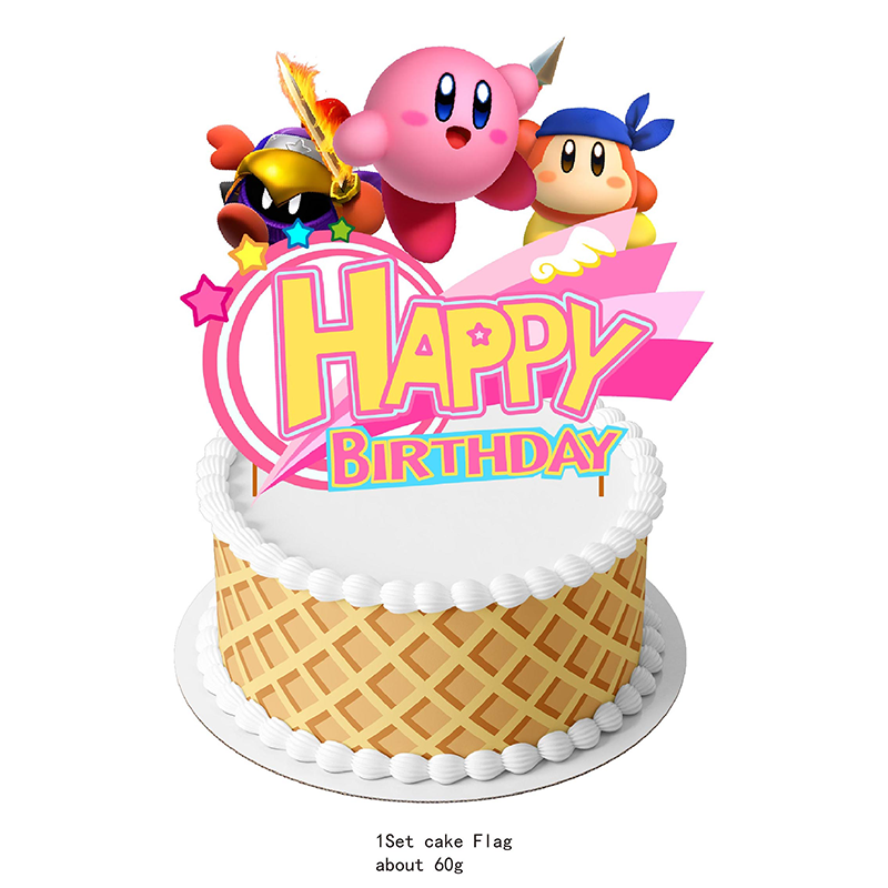 Kirby-Star Anime anak-anak dekorasi pesta ulang tahun aksesori meja perlengkapan pesta piring serbet balon hadiah mandi bayi