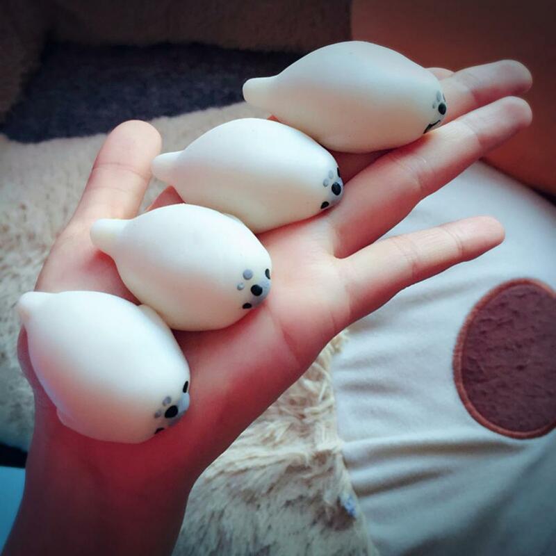 Cute Animal Squeeze Toy Soft White Seal Stress Relieve Squeeze Healing Toy Adult Kids Gift
