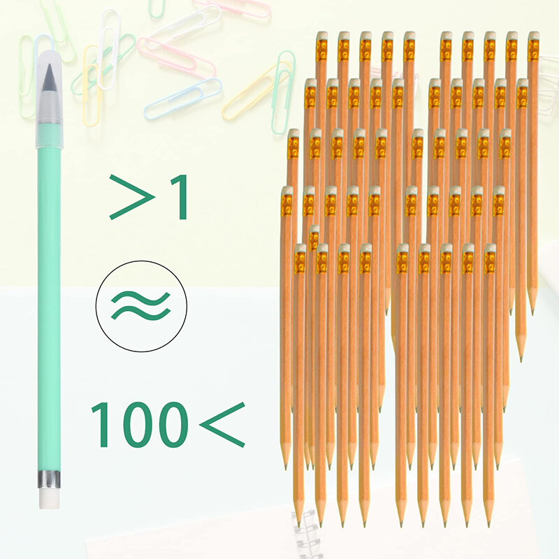재사용 가능한 잉크리스 연필, 영원한 연필, 지우개 포함, 가정 학교 사무실 쓰기 그림, 70 개