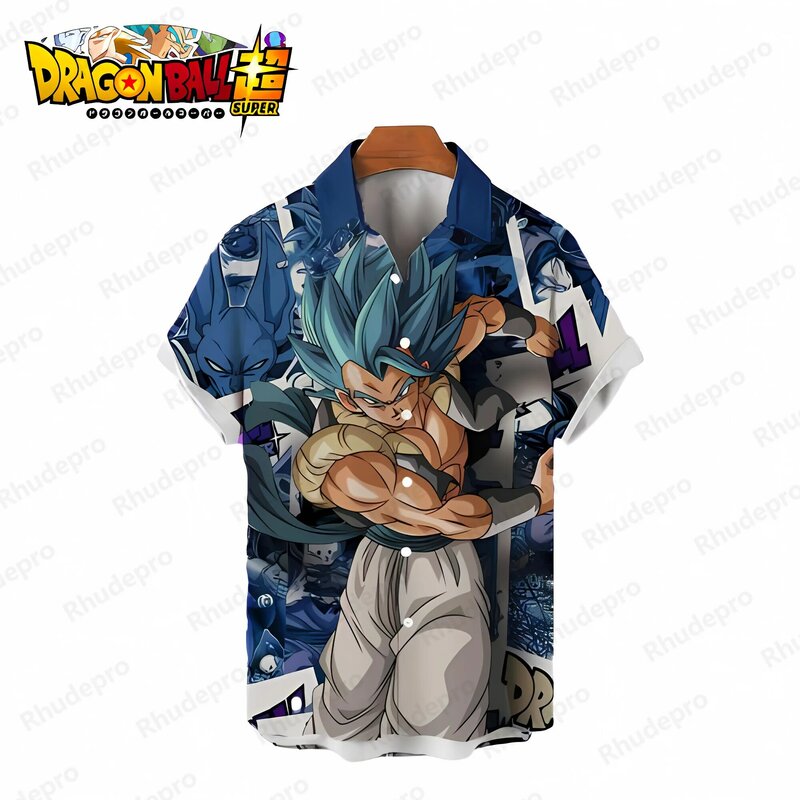 Chemise Dragon Ball Z pour hommes, vêtements Super Saiya, voyage en bord de mer, haute qualité, style plage, Goku Y2k, Vegeta Respzed Anime, été, 2024