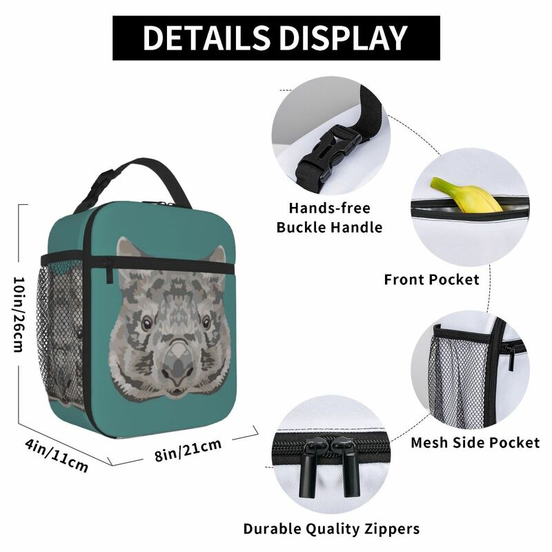 Обычная сумка для обеда Wombat Face, изолированная сумка для обеда, водонепроницаемая коробка для бенто, многоразовые сумки для пикника для женщин, для работы, для детей и школы