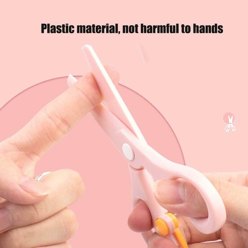 Children's Color Paper Cutter Effortless  All Plastic Small Scissors Round Head Safety Manual Paper Cutting Scissors
